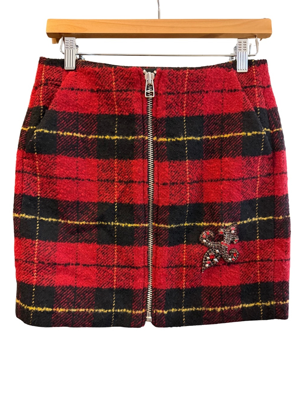 NWT The KOOPLES Tartan Wool Blend w/Embroidered Details ~ Size Medium